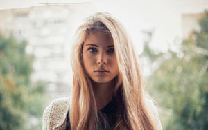 Blonde Girl Blurry Nature Wallpaper