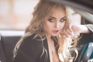 Blonde Girl Car Fierce Wallpaper