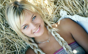 Blonde Girl Hay Braid Wallpaper