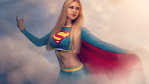 Blonde Hot Girl Supergirl Hero Outfit Wallpaper