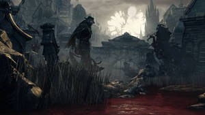 Bloodborne Hunter In Yharnam Darkness Wallpaper