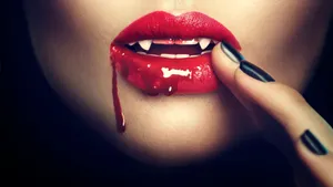 Bloody Vampire Lips Close-up Wallpaper
