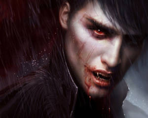 Bloody Vampire Man Rain Wallpaper