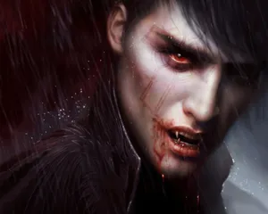 Bloody Vampire Man Rain Wallpaper