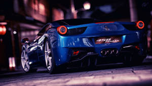 Blue 1920x1080 Ferrari 458 Italia On Brick Road Wallpaper