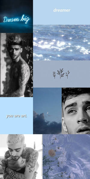 Blue Aesthetic Collage Zayn Iphone Wallpaper