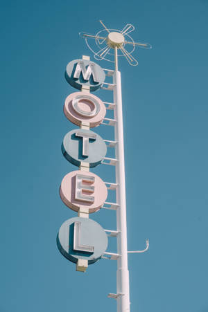 Blue Aesthetic Motel Signage Wallpaper