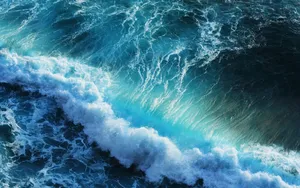 Blue Aesthetic Ocean Waves Wallpaper