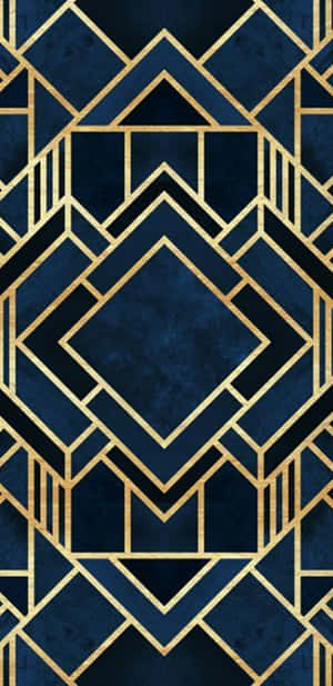 Blue And Gold Art Deco Iphone Wallpaper