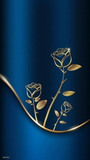 Blue And Gold Rose Wallpaper