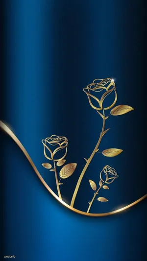 Blue And Gold Rose Wallpaper
