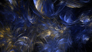 Blue And Gold Wispy Abstract Wallpaper