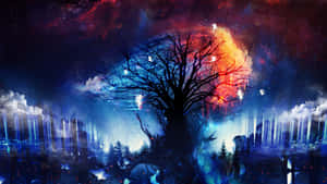 Blue And Orange Tree Of Life Wallpaper