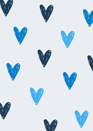Blue And Pastel Blue Heart Pattern Wallpaper