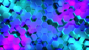 Blue And Purple Hexagon Patterns Wallpaper