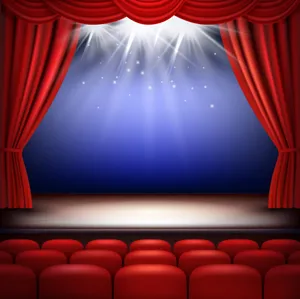 Blue And Red Cartoon Theatre Stage Wallpaper