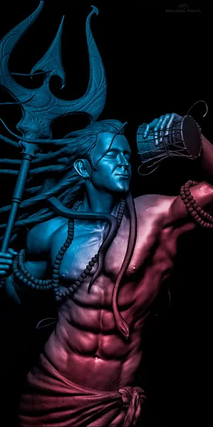 Blue And Red God Shiva Wallpaper