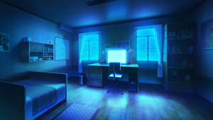 Blue Anime Bedroom Wallpaper