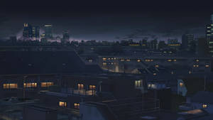 Blue Anime Midnight City Aesthetic Wallpaper