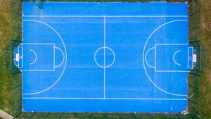 Blue Basketball Court Top View Wallpaper