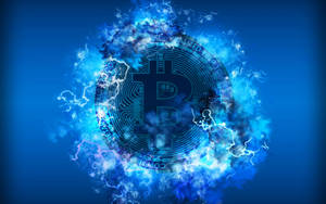 Blue Bitcoin Lighting Graphic Crypto Background Wallpaper