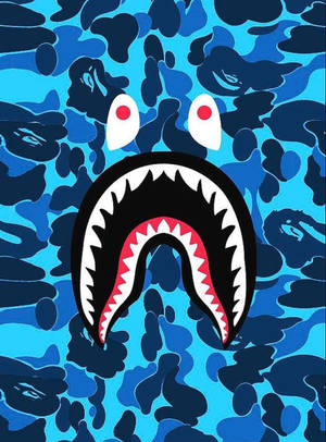 Blue Camouflage Bape Shark Logo Wallpaper