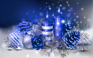 Blue Christmas Candles Wallpaper