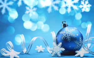 Blue Christmas Ribbon Wallpaper