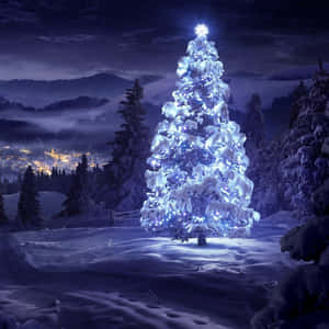 Blue Christmas Tree Wallpaper