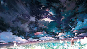 Blue Clouds Aesthetic Art Desktop Wallpaper