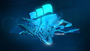 Blue Corsair Graffiti Logos Wallpaper