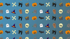 Blue Cute Aesthetic Halloween Spooky Icons Wallpaper