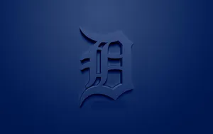 Blue Embossed Detroit Tigers Logo Wallpaper
