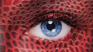 Blue Eye Closeup And Red Dragon Skin Wallpaper
