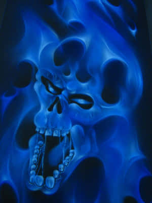 Blue Flame Skull Artwork Wallpaper