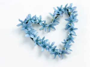Blue Flower Heart Shape Wallpaper