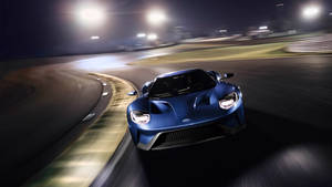 Blue Ford Gt Race Track Wallpaper