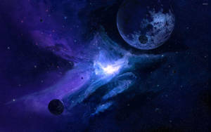 Blue Galaxy With Heavenly Bodies Wallpaper