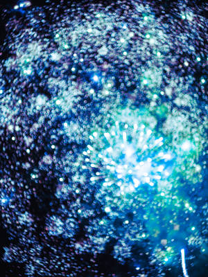 Blue Glitter Fireworks Wallpaper
