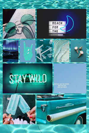 Blue Green Aesthetic Glasses Neon Sign Wallpaper