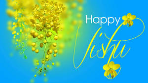 Blue Greetings Happy Vishu Wallpaper