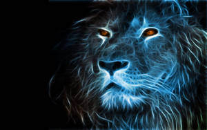 Blue Headed 3d Lion Background Wallpaper