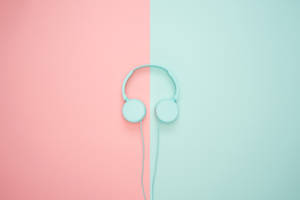 Blue Headphones Pastel Desktop Wallpaper
