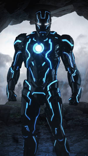 Blue Iron Man Neon Aesthetic Iphone Wallpaper
