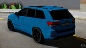 Blue Jeep Trackhawk On Road Wallpaper