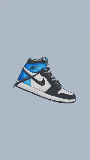 Blue Jordan Air Force One Illustration Wallpaper