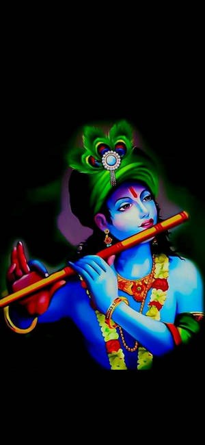 Blue Krishna Playing Flute Hd Wallpaper