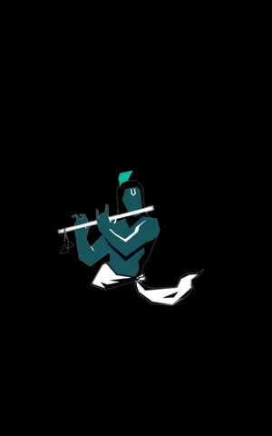 Blue Krishna With Flute Wallpaper