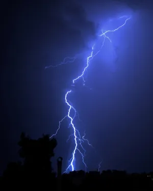 Blue Lightning Strike Wallpaper
