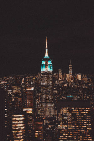 Blue Lights New York City Night View Wallpaper